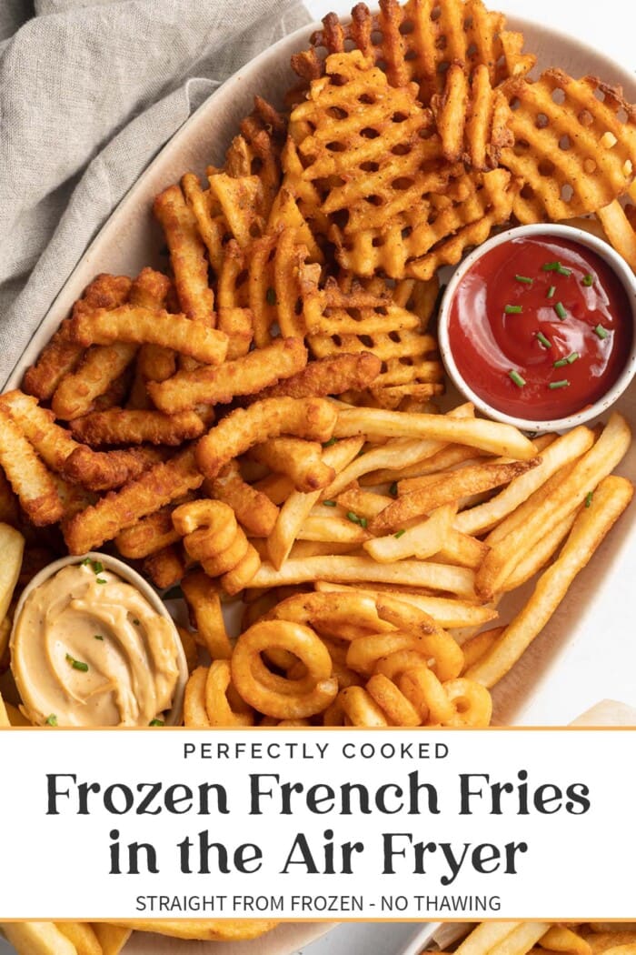 Pin graphic for air fryer frozen french fries