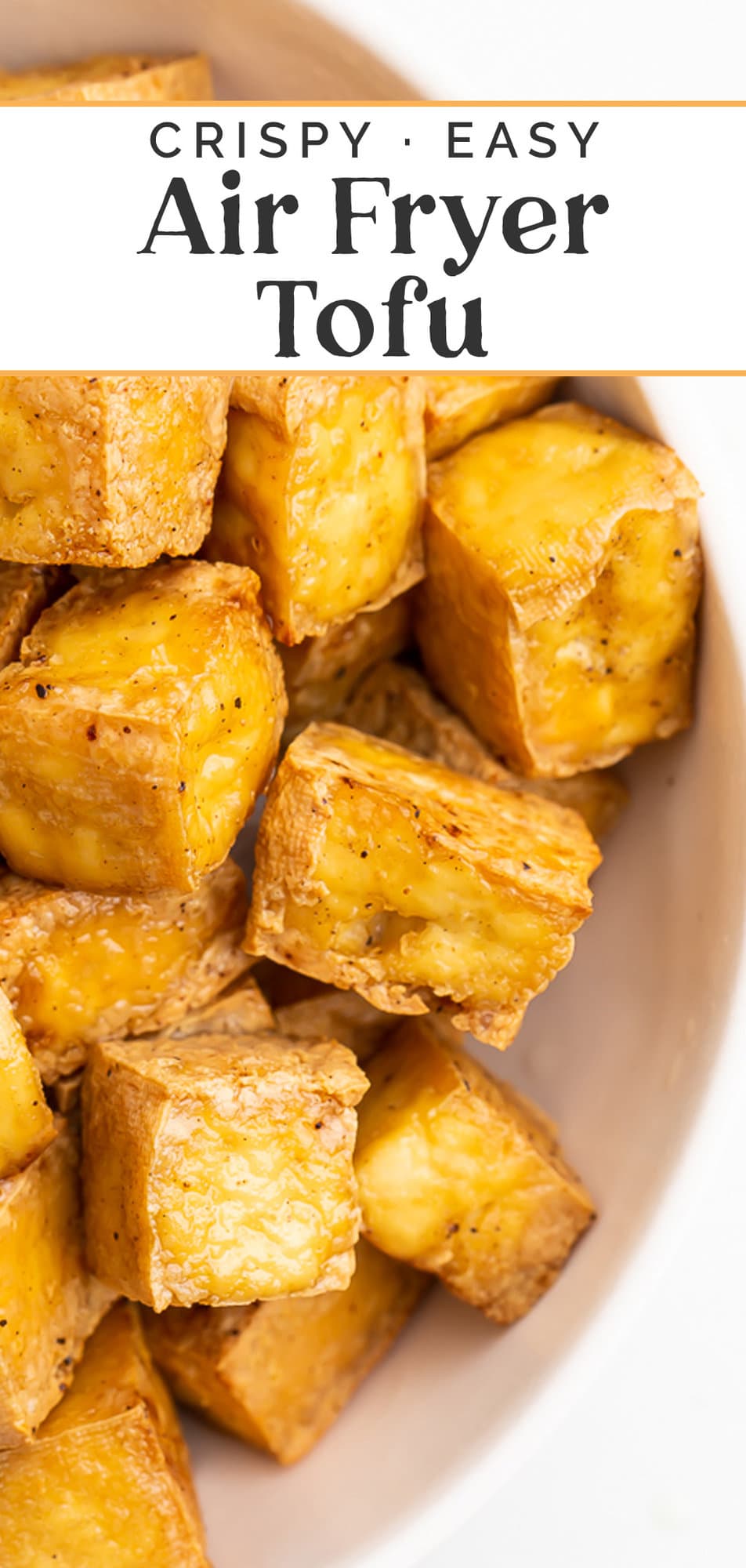 Pin graphic for air fryer tofu.