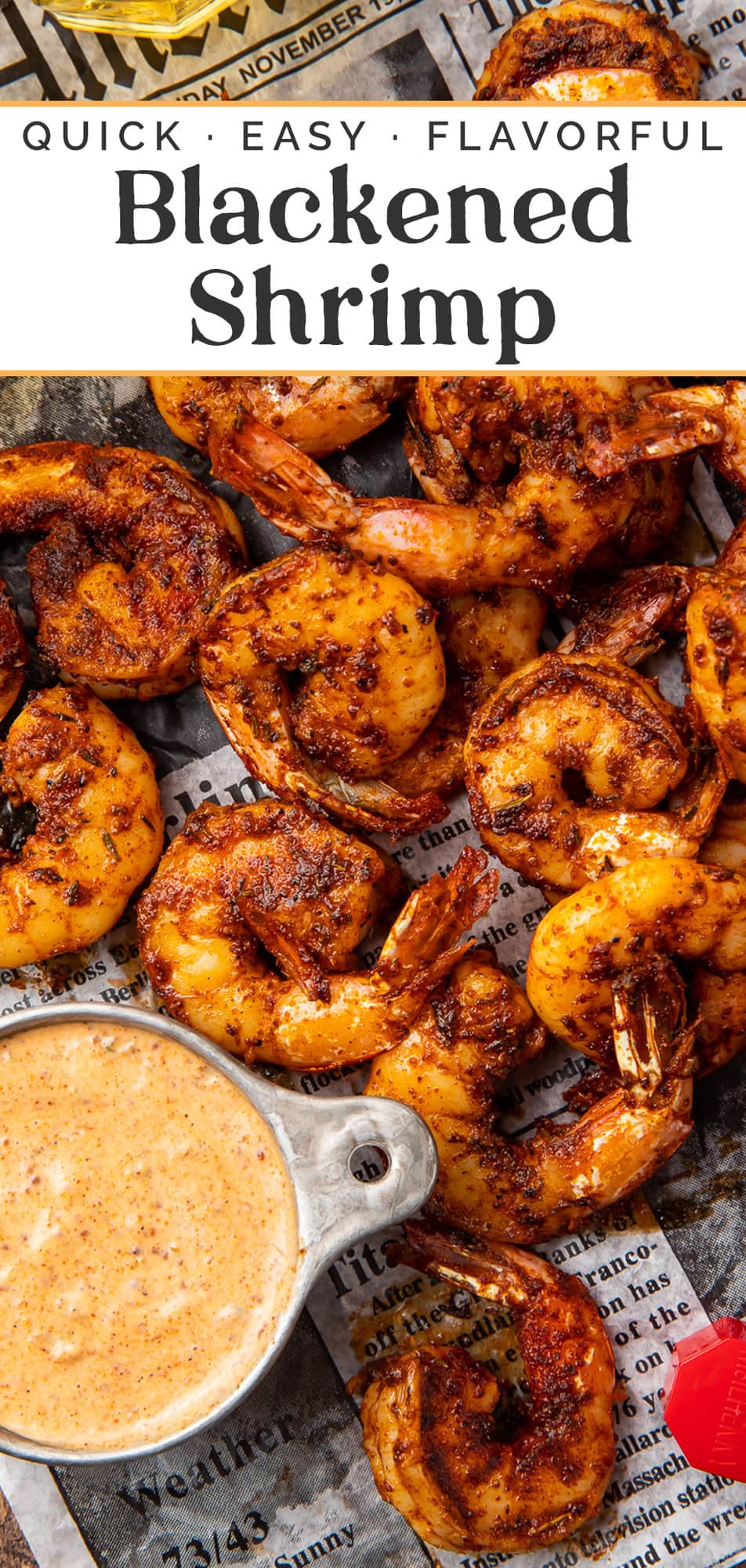 Pin graphic for Blackened Shrimp.
