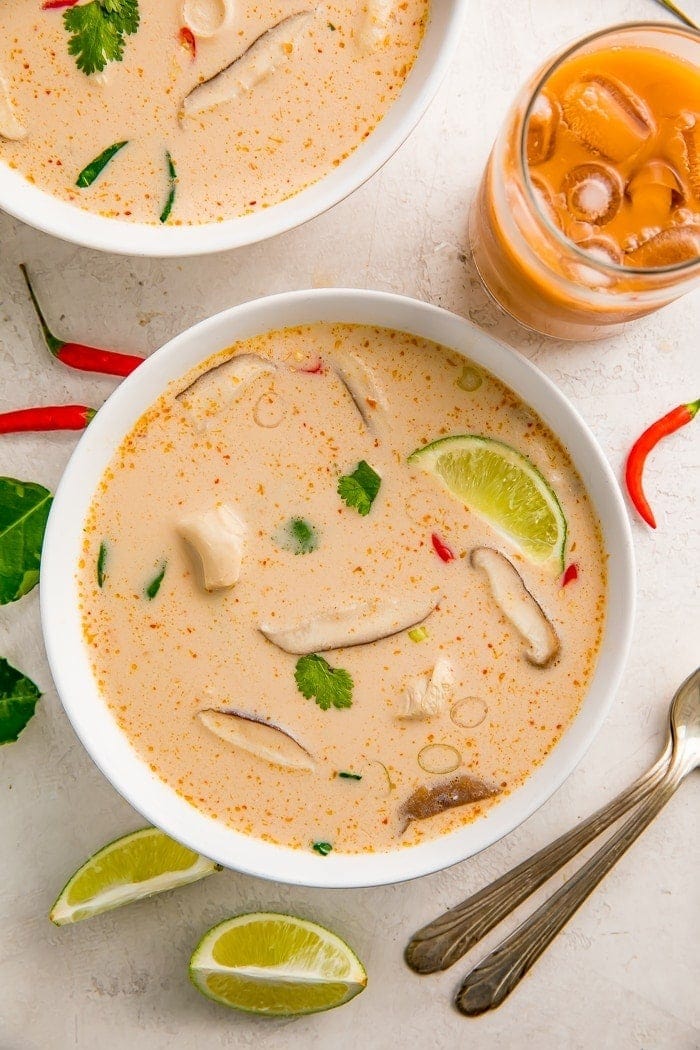 Slow Cooker Tom Kha Soup (Thai Coconut Chicken Soup)