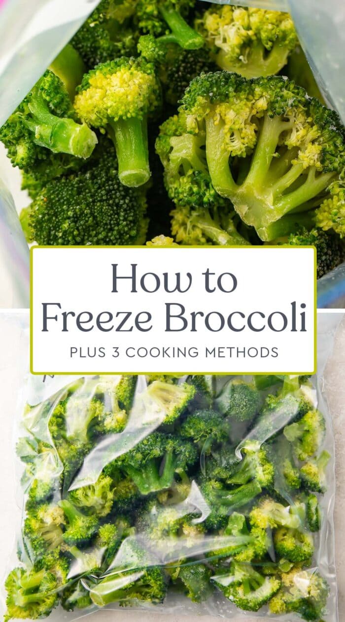 Pin graphic for how to freeze broccoli