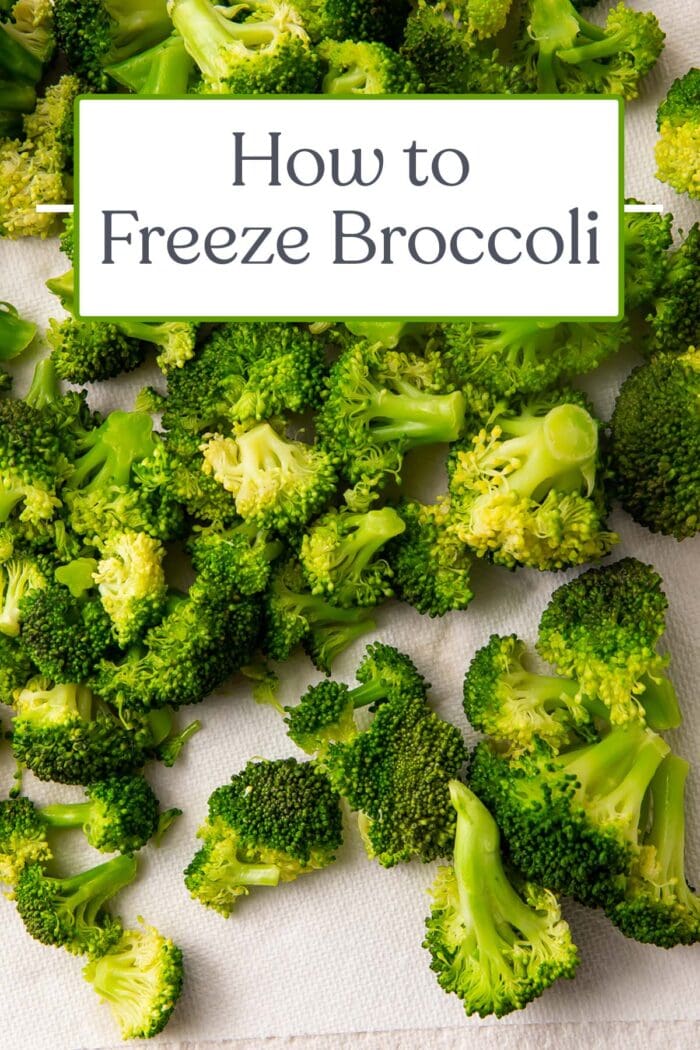 Pin graphic for how to freeze broccoli