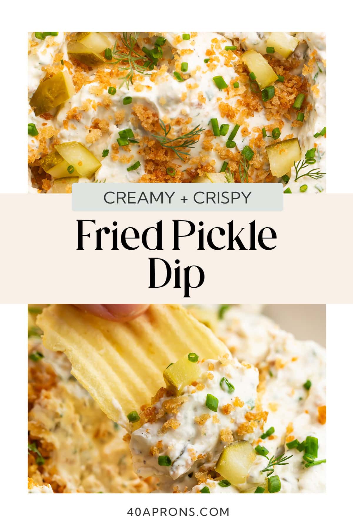 Pin graphic for fried pickle dip.