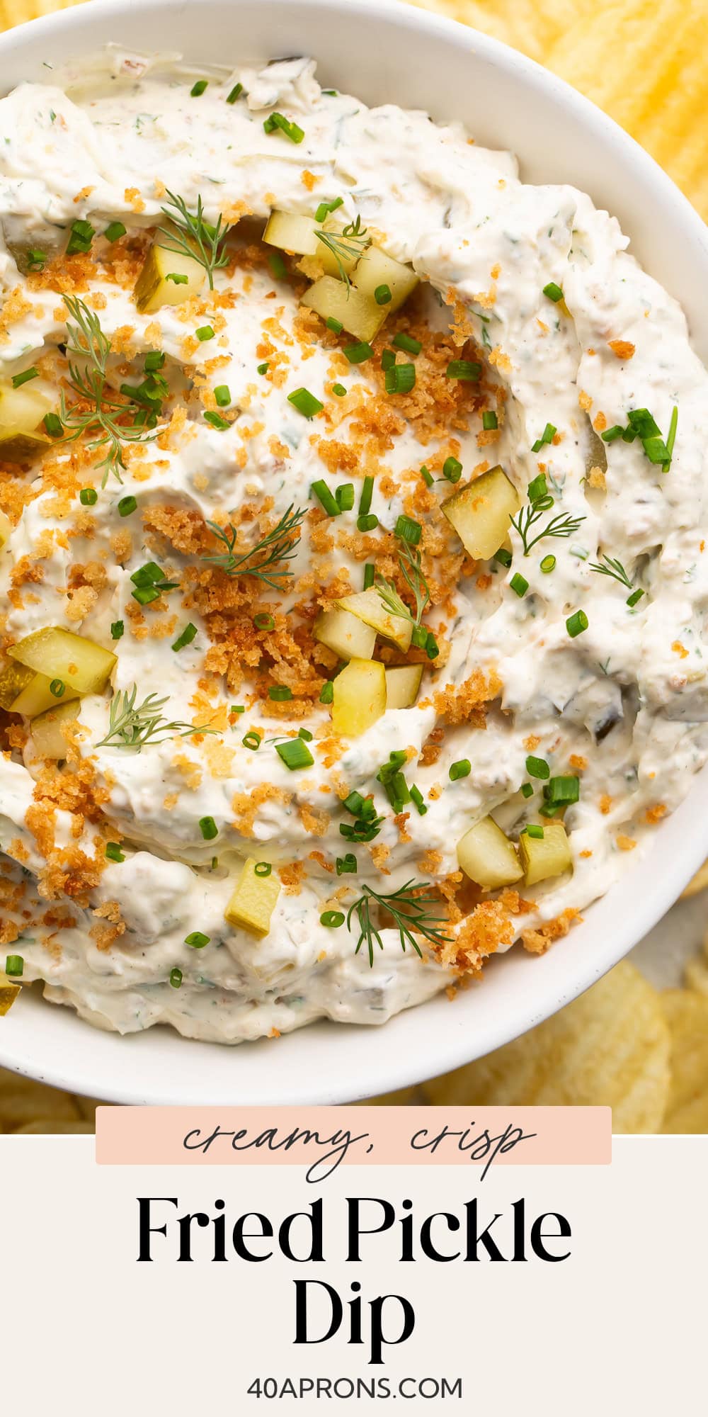 Pin graphic for fried pickle dip.