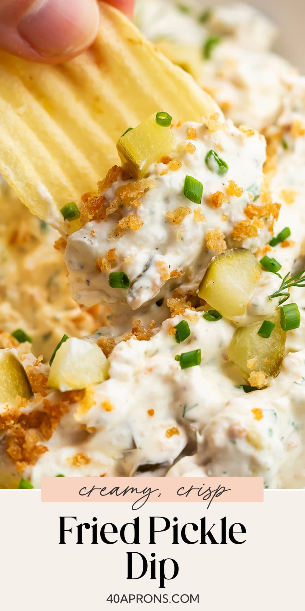 Pin graphic for fried pickle dip.