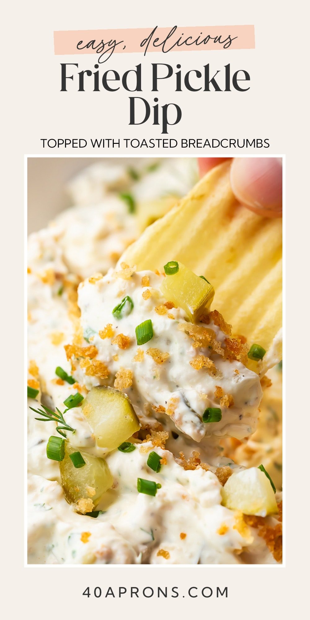 Pin graphic for fried pickle dip.