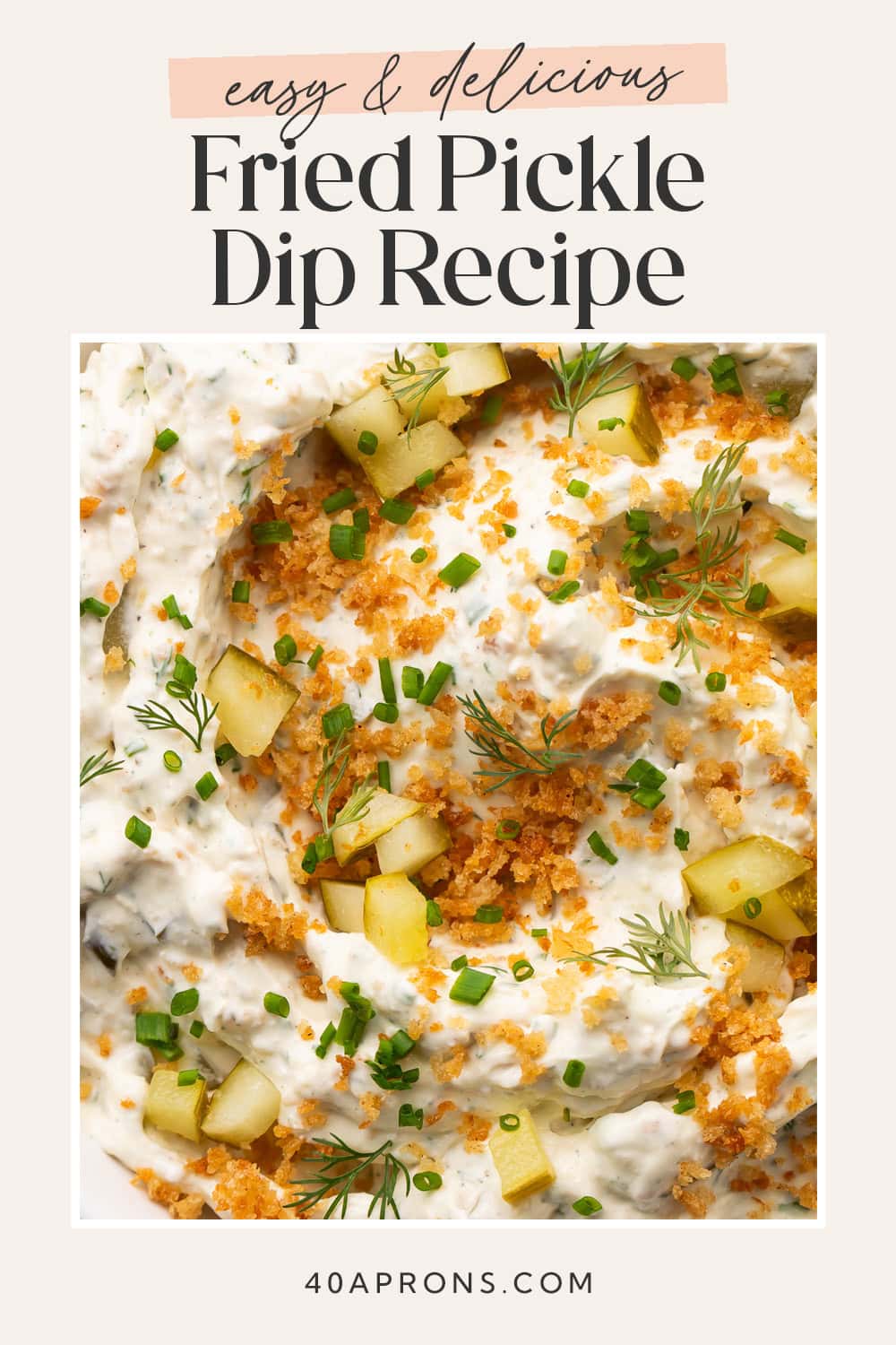 Pin graphic for fried pickle dip.