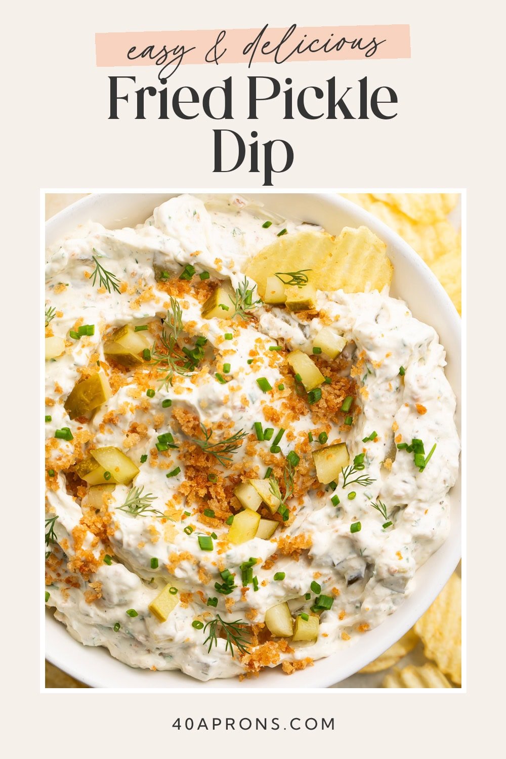 Pin graphic for fried pickle dip.