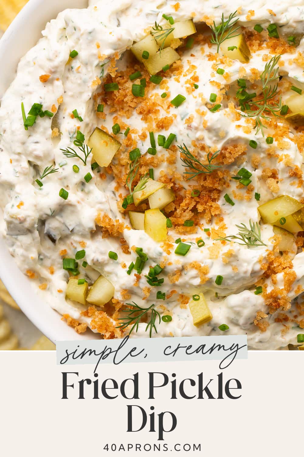 Pin graphic for fried pickle dip.